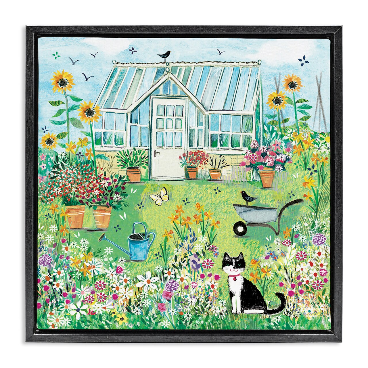 Stupell Industries Garden Greenhouse & Cat Floating Frame, design by Clare Tupper